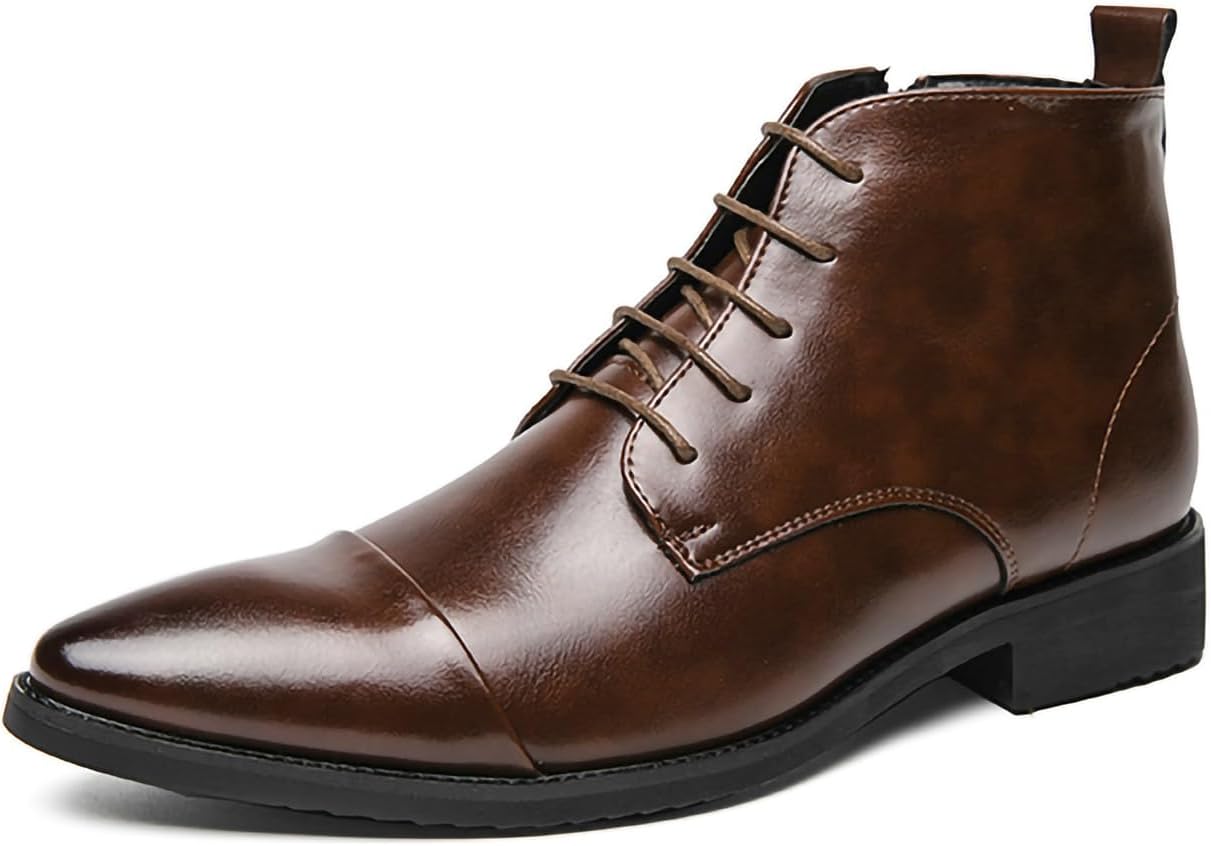 

Мужские Ботинки Чакка Шнуровка Низкий Каблук Формальные Ботинки из ПУ Кожи Круглый Носок Челси Ботинки на Щиколотку Между Повседневными и Нарядными Generic, коричневый