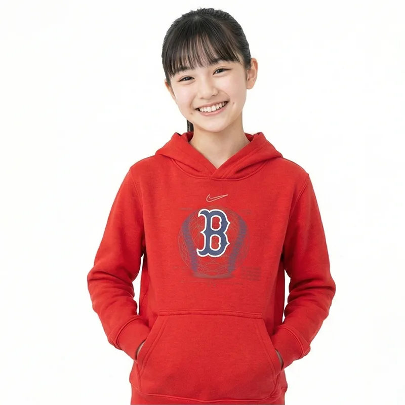 Nike Толстовка MLB Boston Red Sox, стильный универсальный спортивный удобный худи с длинными рукавами на флисе — фото 4