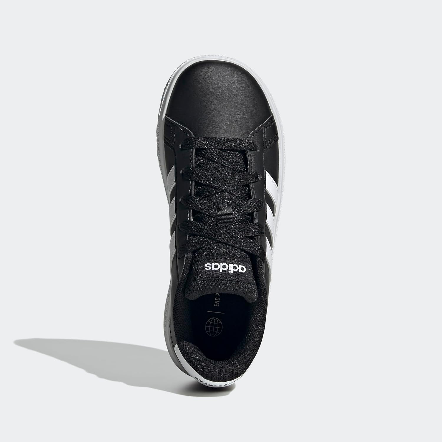 Детские кроссовки Adidas Grand Court 2.0 унисекс с эластичными шнурками и ремешком, белый/черный — фото 4