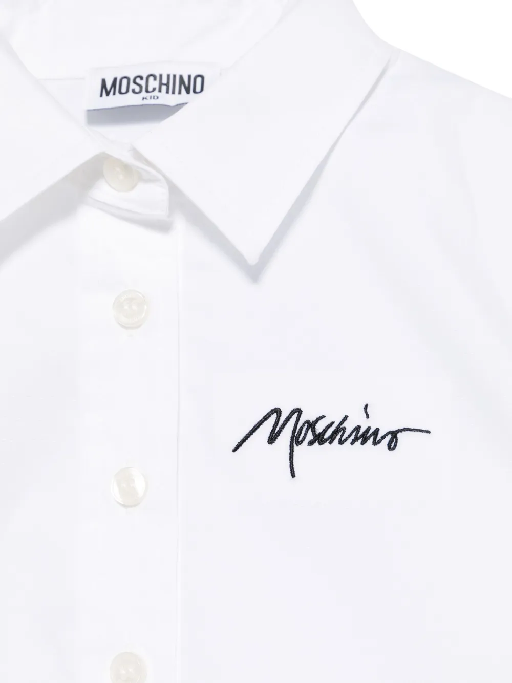 Рубашка с вышитым логотипом Moschino Kids, белый — фото 3