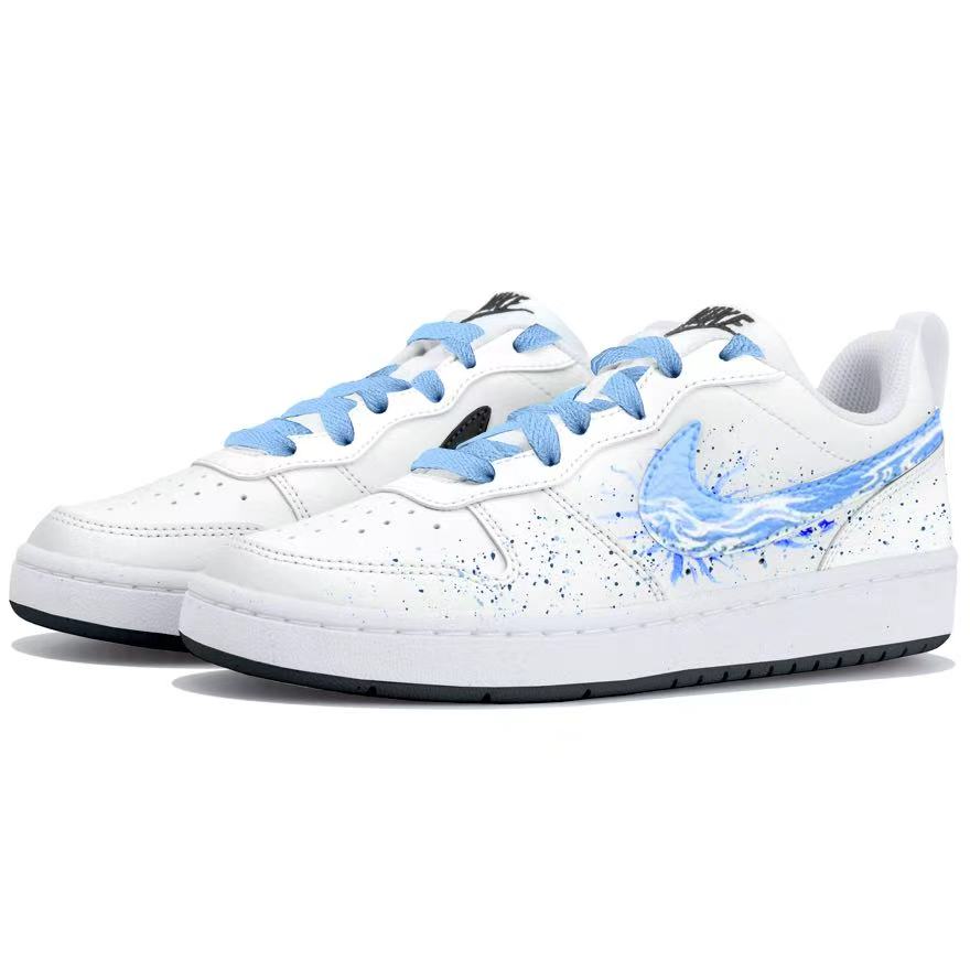 Кроссовки для скейтбординга Court Borough Low Top подростковые Nike, белый/синий — фото 4