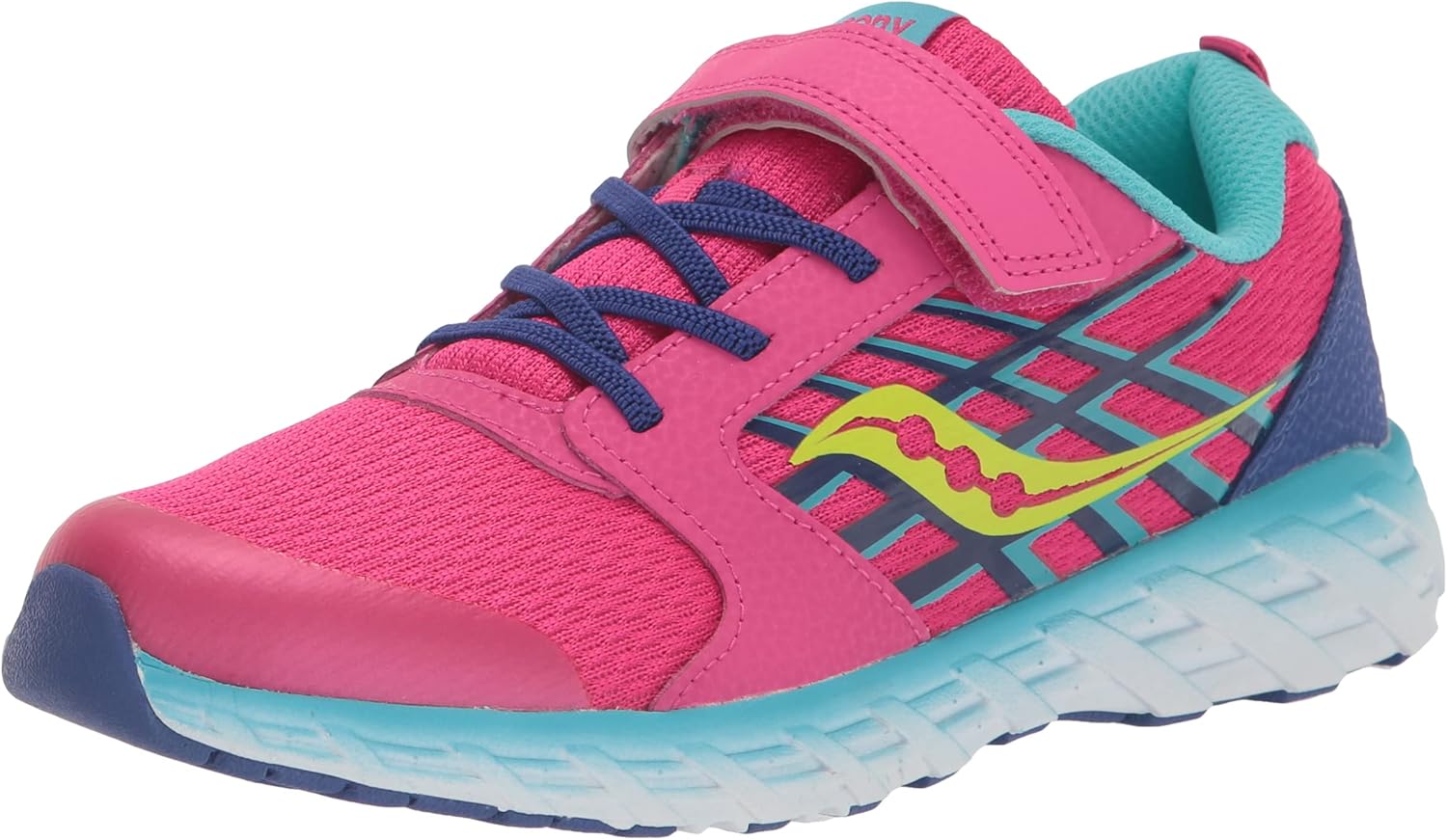 

Кроссовки Saucony Unisex-Child Wind Alternative Closure 2.0, синий/розовый/серый