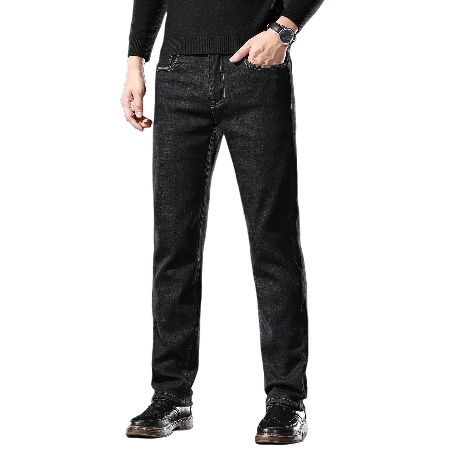 

Джинсы мужские Moderate Straight Fit Jeep, черный fleece-lined