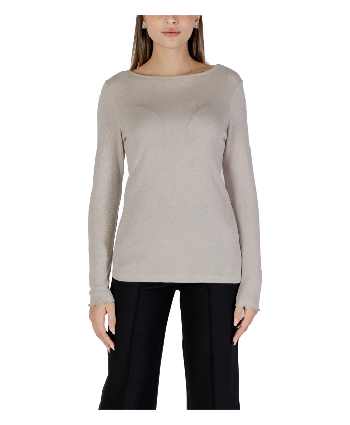 

Вязаный топ с блестками и вырезом-лодочкой Street One, бежевый