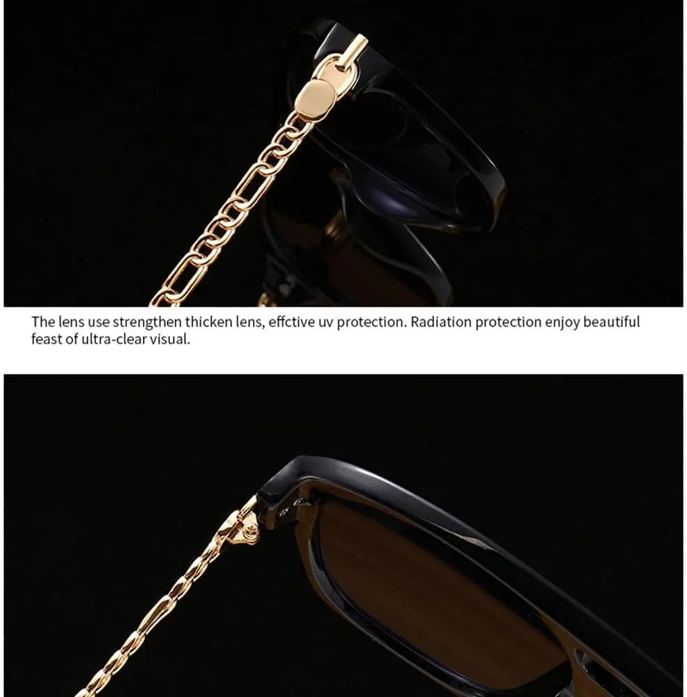 

Ретро-солнцезащитные очки LVTFCO с металлическими цепочками на дужках, модные, для мужчин и женщин, защита от ультрафиолета UV400, винтажные очки, C5red-green