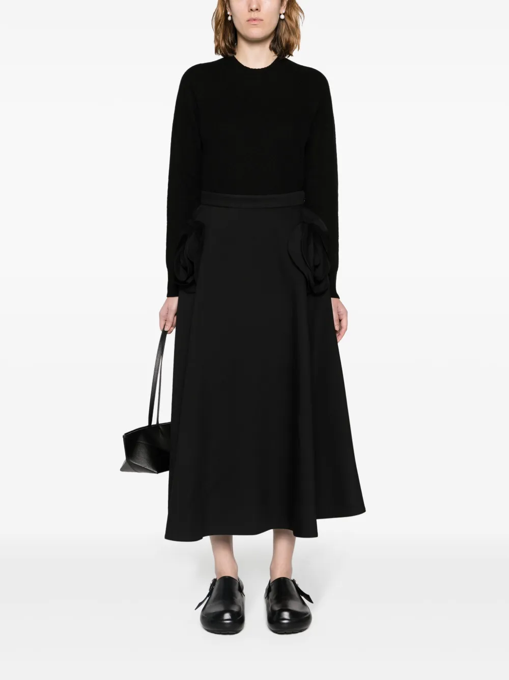 Шерстяной джемпер с круглым вырезом JIL SANDER, черный — фото 2