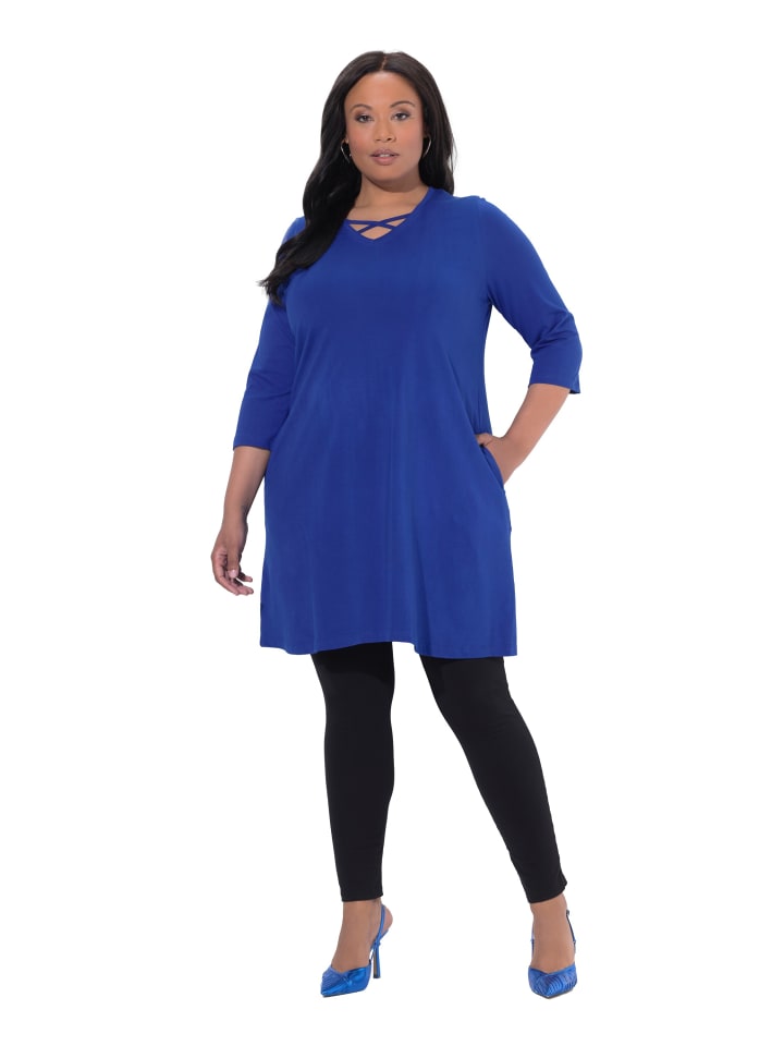 

Ulla Popken Длинная футболка кобальтово-синего цвета, Синий, Ulla Popken Длинная футболка кобальтово-синего цвета