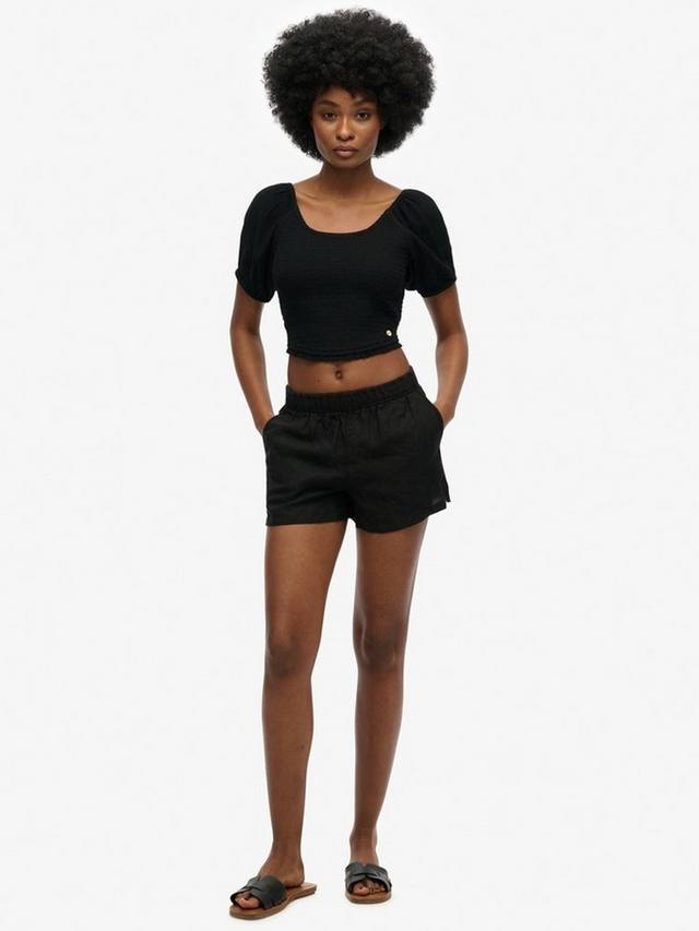 

Шорты из чистого льна на резинке Superdry, Black