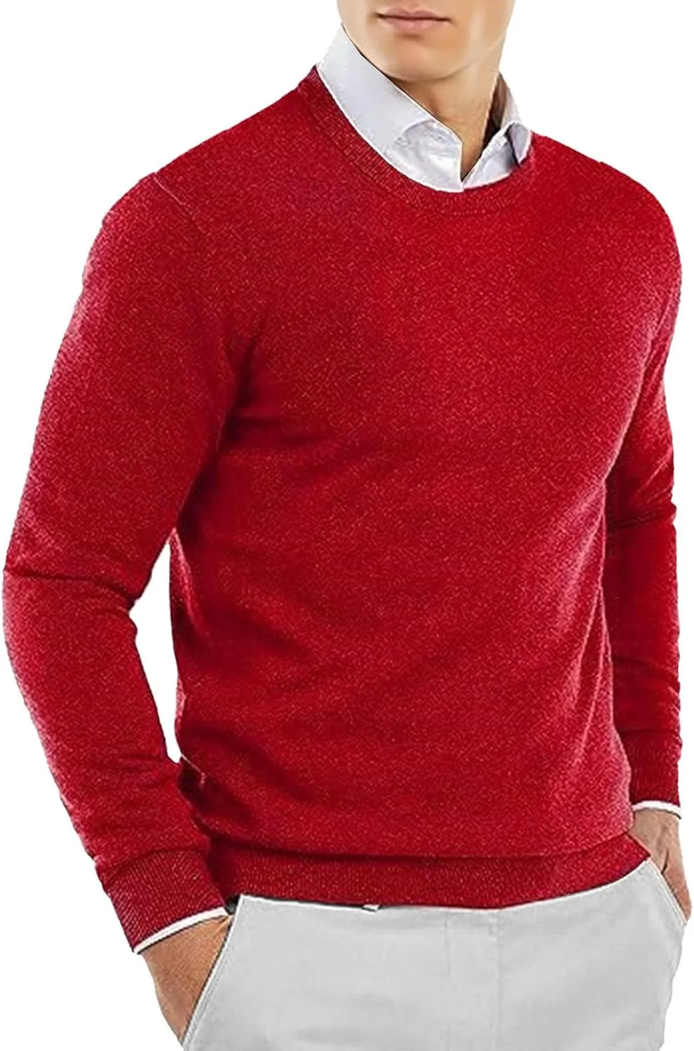 Мужской свитер с круглым вырезом Slim Fit Wool Blend — фото 2