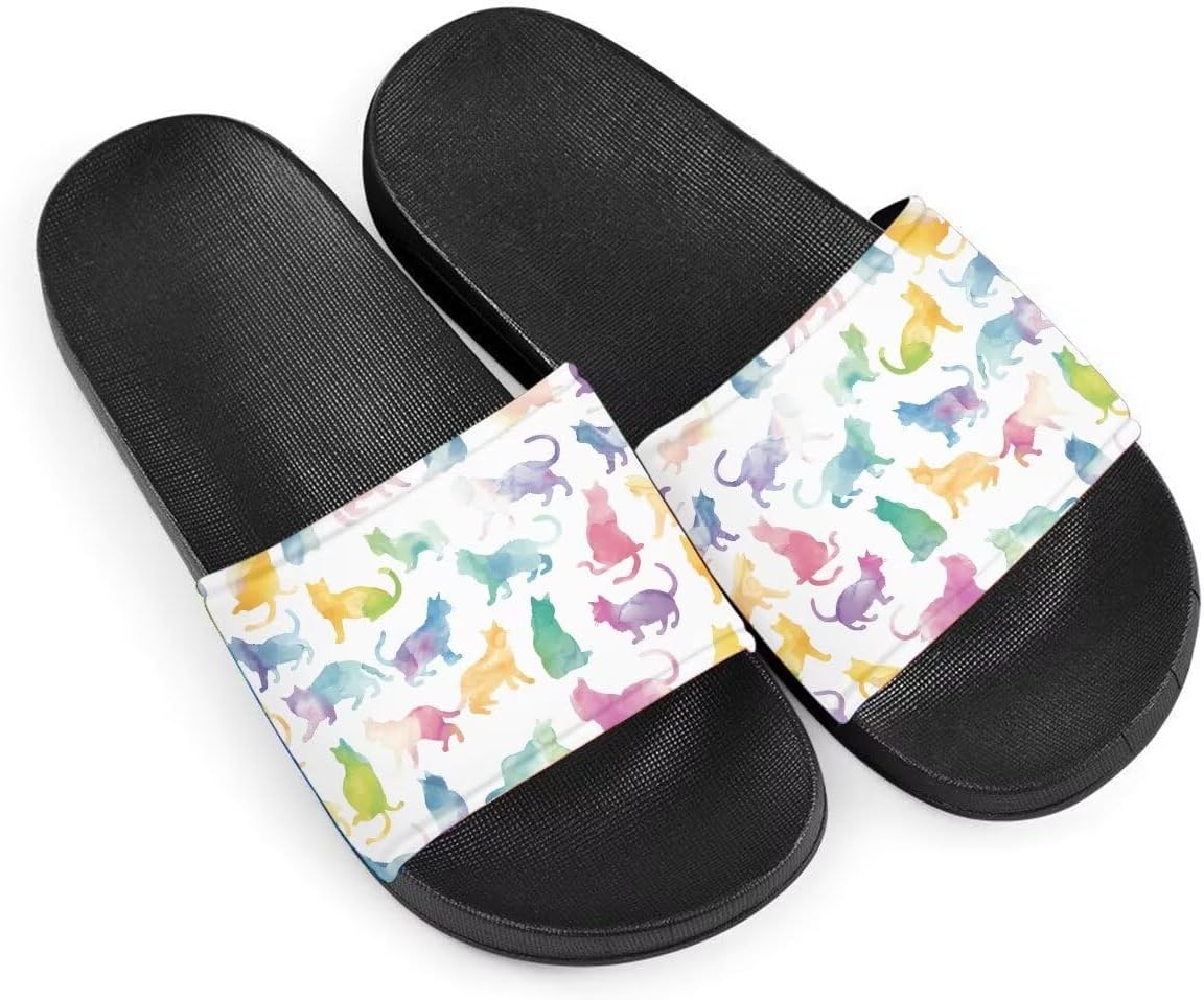 

Женские сандалии Комфортные Легкие Летние Сандалии Нескользящие Шлепанцы с Акварельным Рисунком Кошки Для Пляжа, Отеля, Для Дома и На Улице Getelinseng, Colorful Cats