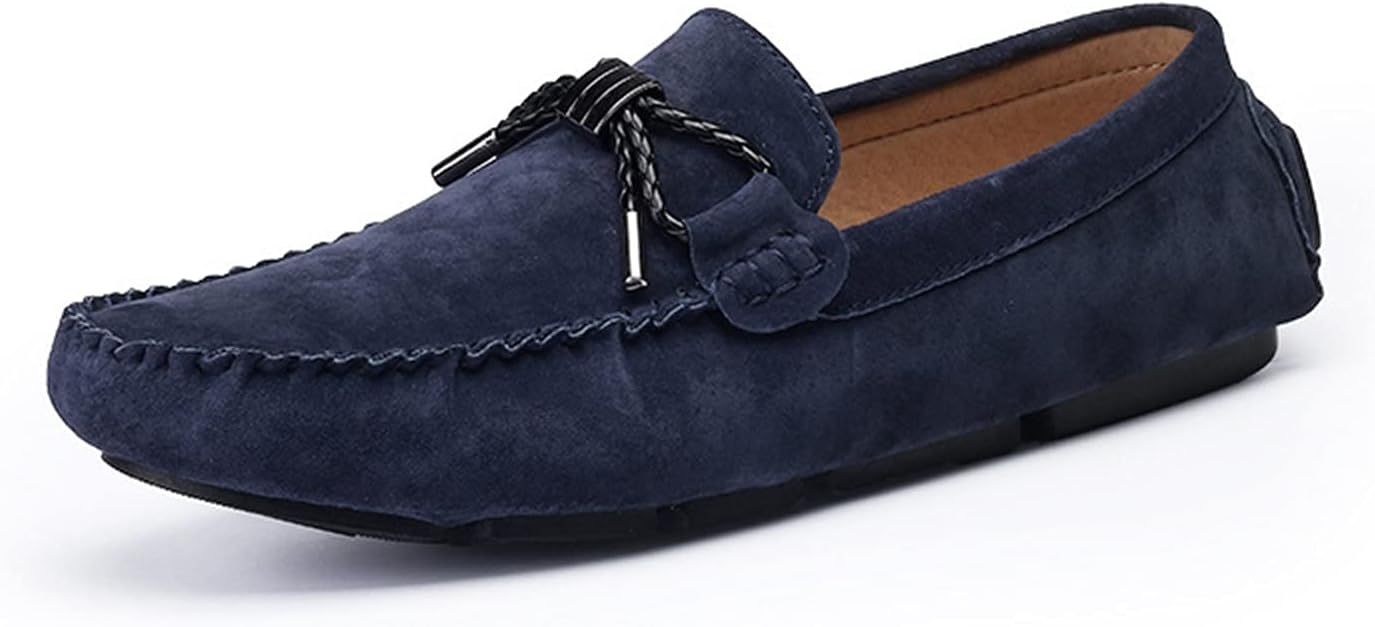 

Мокасины HOOENG Loafers для мужчин, из натуральной кожи, с округлым носком, строчкой, бантом, устойчивые, гибкая подошва на плоском каблуке, мягкие, удобные для ходьбы, без застежки (Цвет: красный, Размер: 10)