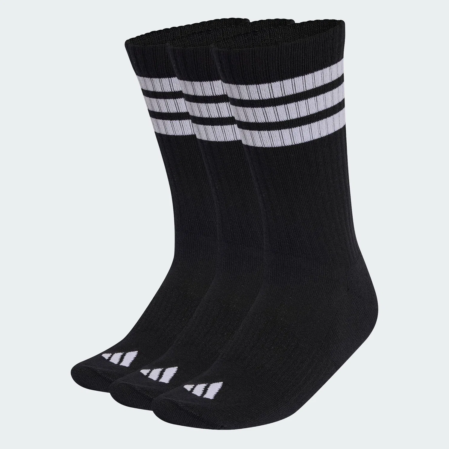 Носки спортивные, 3 пары, 3-Stripes Cushioned Sportswear, Adidas, белый/черный