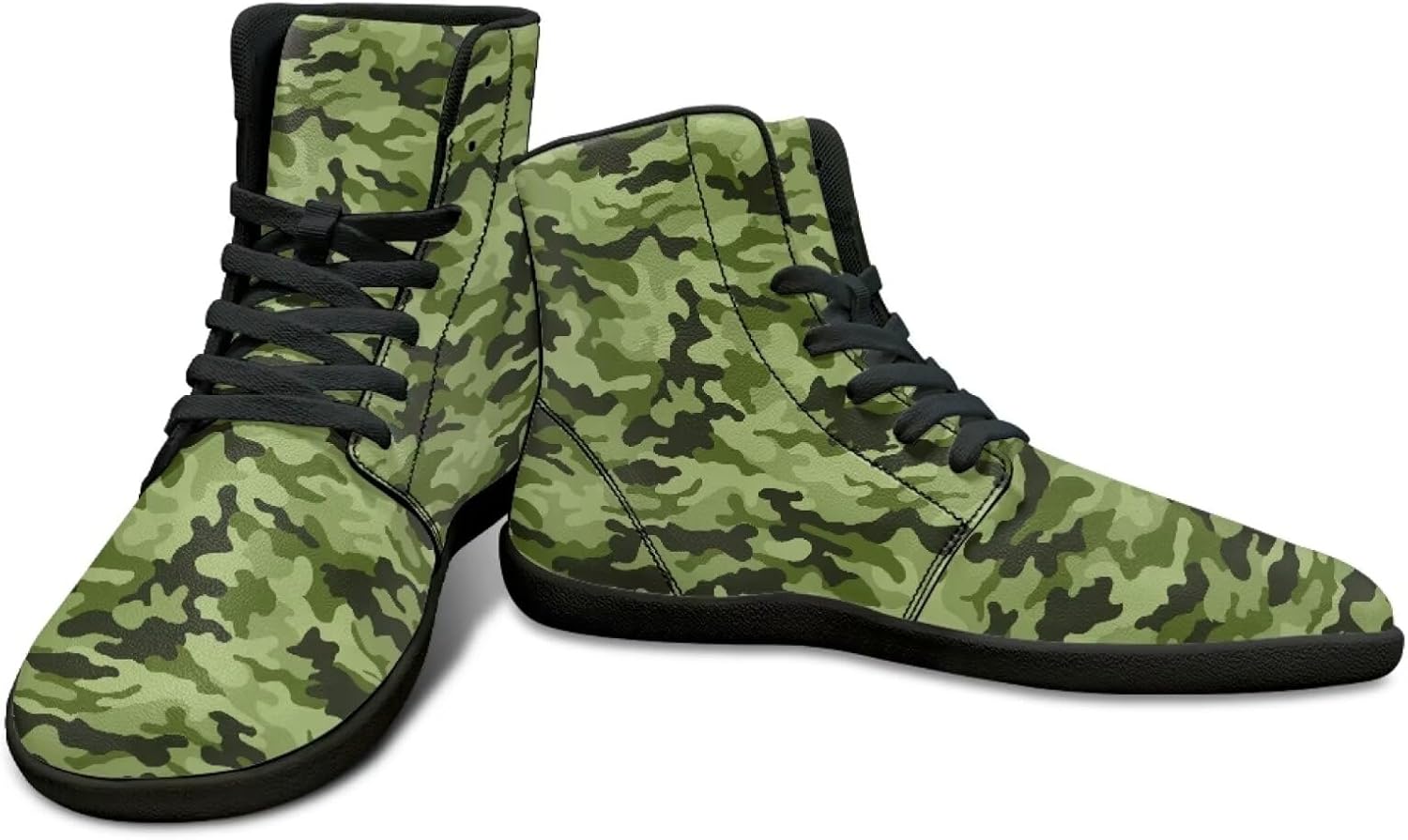 

Мужские высокие кроссовки с камуфляжным дизайном для путешествий, без перепада высоты, с противоскользящей резиновой подошвой Watdotory, зеленый