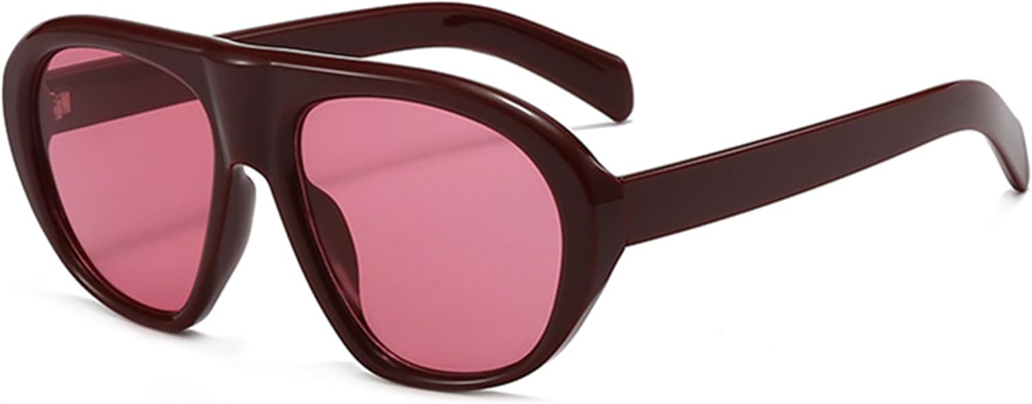 

bullabulling Большие овальные солнцезащитные очки для женщин, модные очки-пилот в стиле 70-х, большие очки для мужчин и женщин, для активного отдыха и путешествий, защита от УФ-излучения, Red