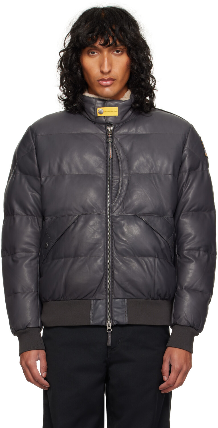 

Куртка-бомбер из серой кожи Alf Parajumpers