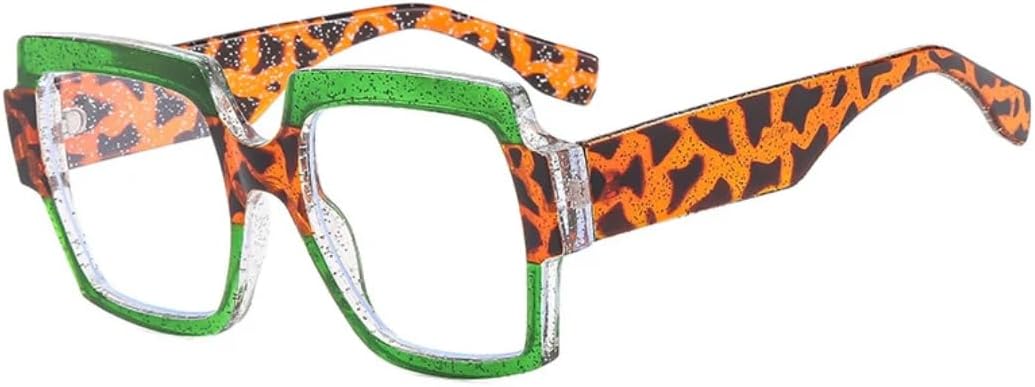 

Женские и мужские солнцезащитные очки в винтажной квадратной оправе большого размера с защитой от УФ-излучения (UV400) для активного отдыха и вождения на открытом воздухе TVTBBVV, Leopard Green Clear