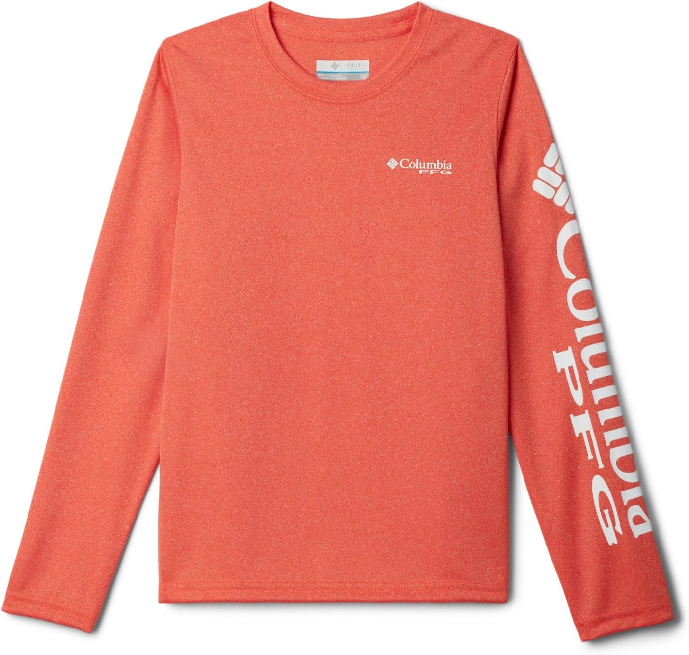 

Columbia Boys' Terminal Tackle футболка с длинным рукавом, Bright Poppy Heather/White Logo, Белый, Columbia Boys' Terminal Tackle футболка с длинным рукавом, Bright Poppy Heather/White Logo