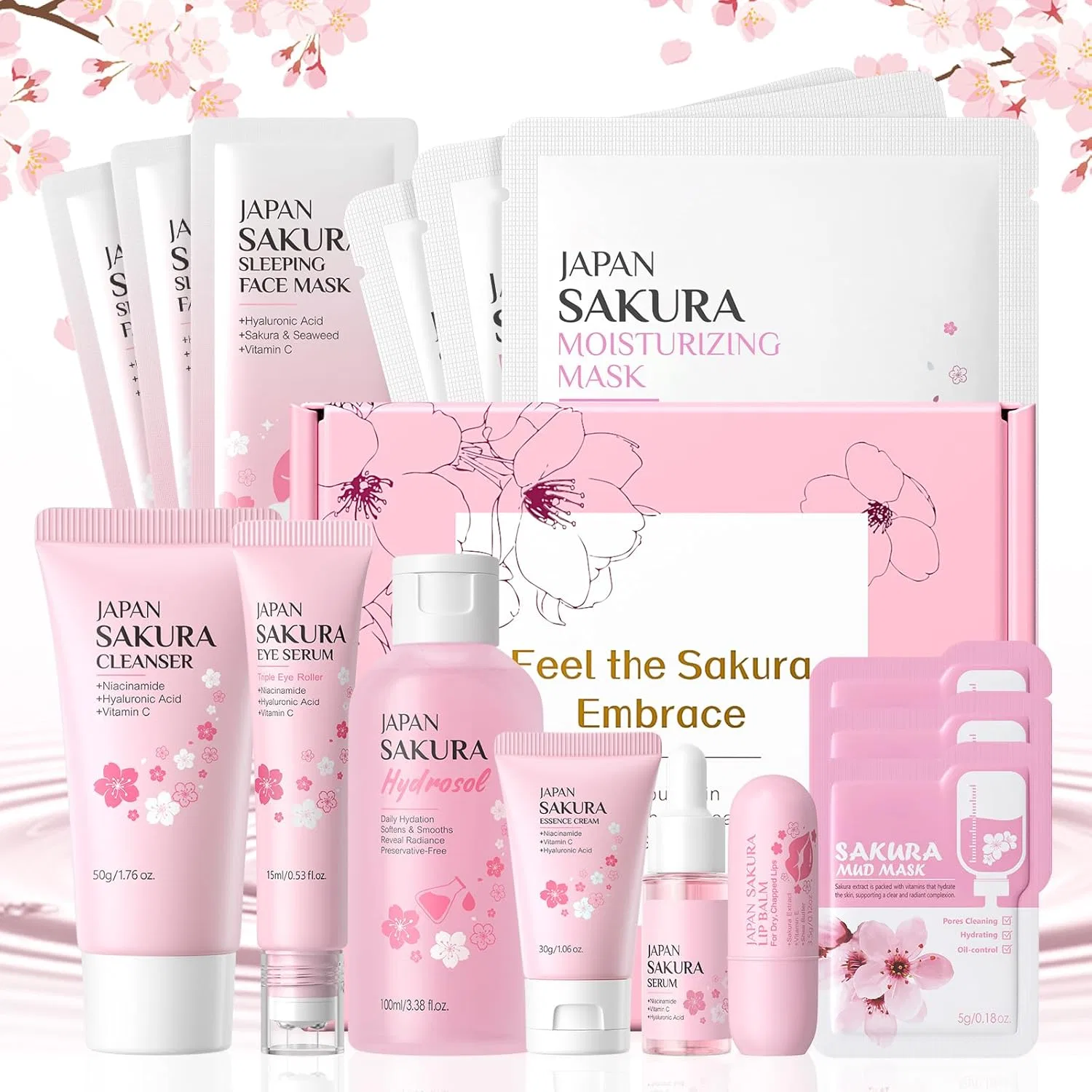 Набор для ухода за лицом «Sakura» из 9 предметов Beaubase, 9 Pieces.