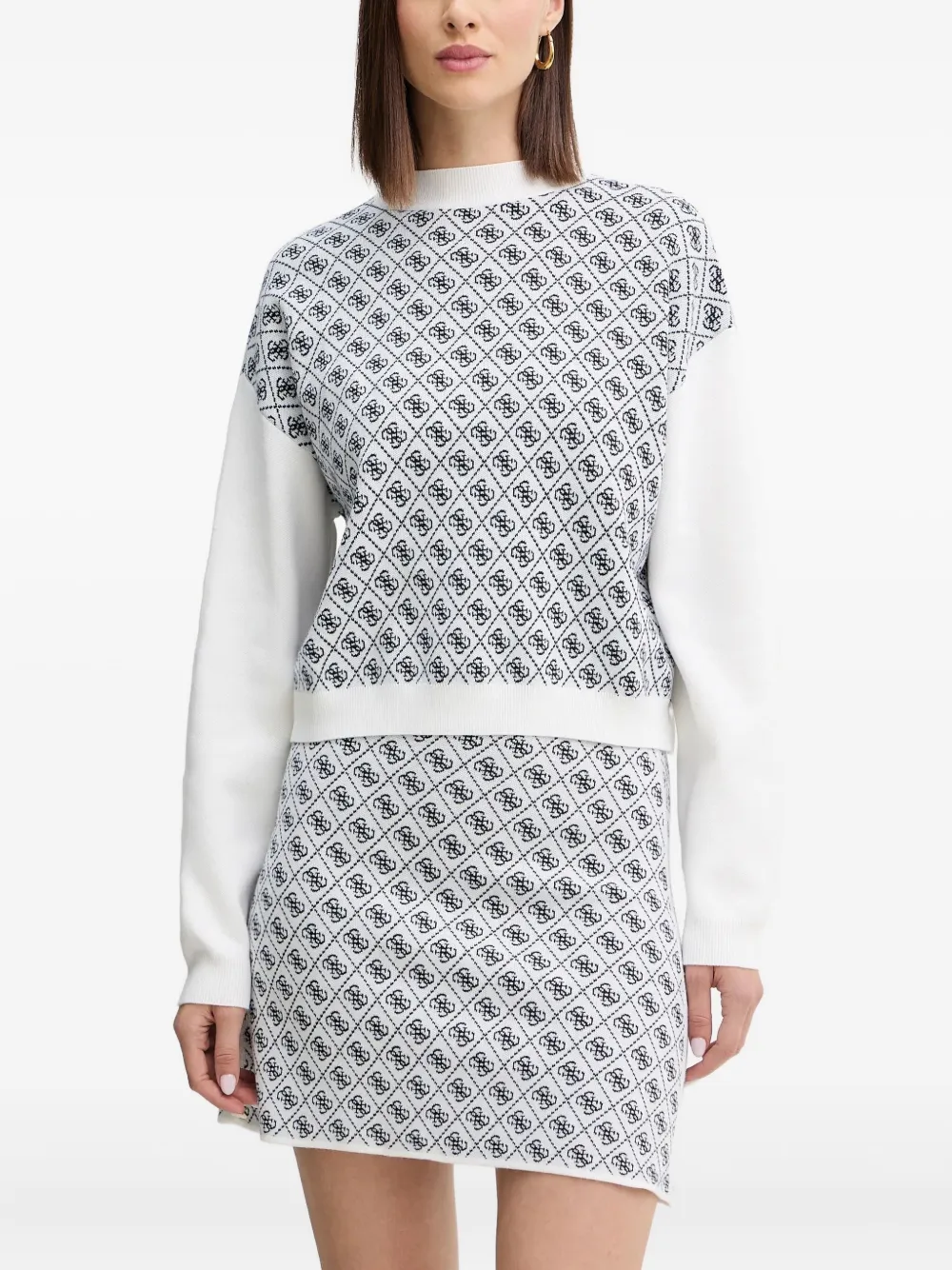 

Узорчатый свитер с длинными рукавами Guess Usa, белый