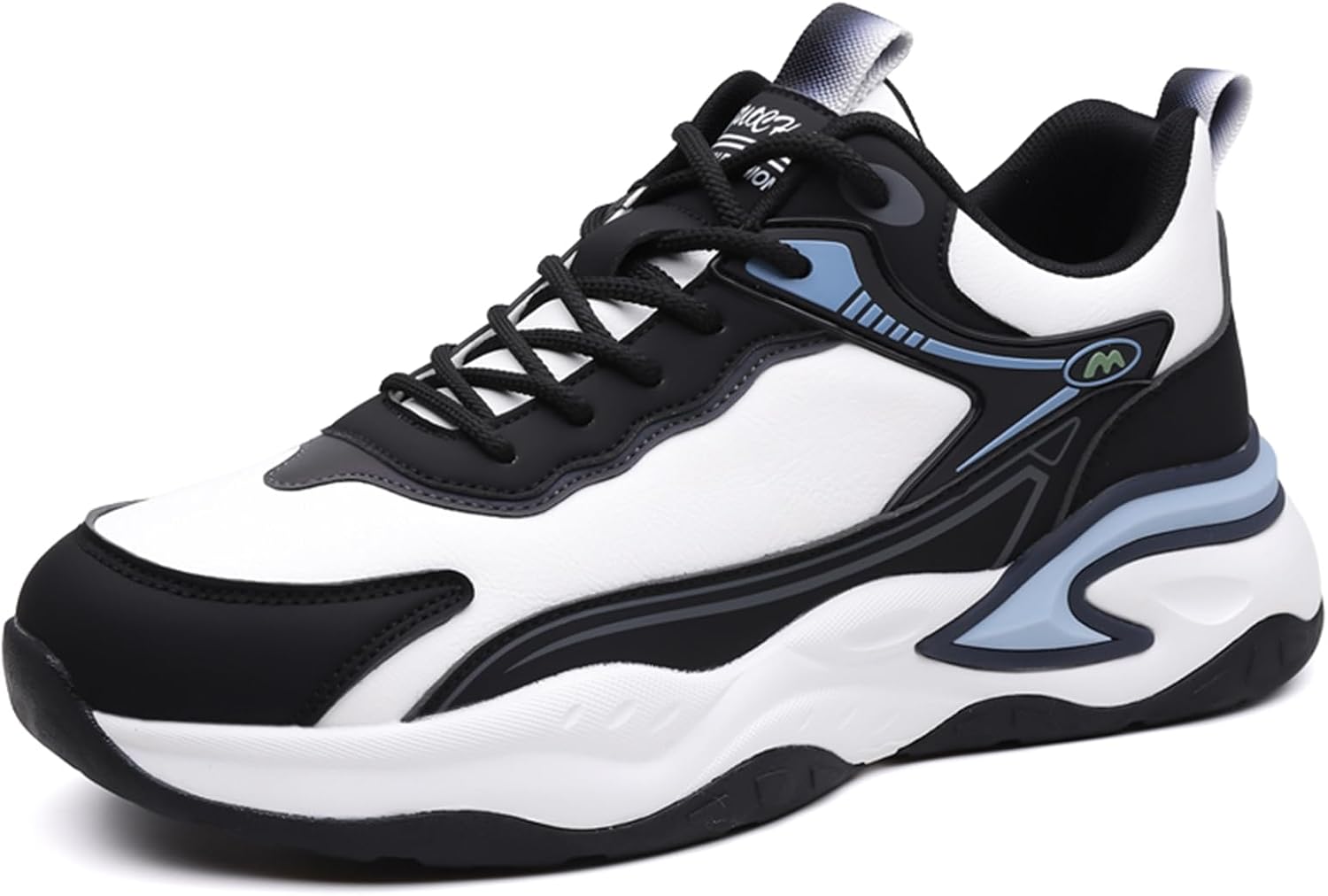 

Мужские модные спортивные туфли с круглым носком и шнуровкой из кожи на осень и зиму, с нескользящей толстой подошвой, амортизирующие, легкие и удобные кроссовки, подходящие для ходьбы, прогулок по кампусу и фитнеса Qaoterod, белый