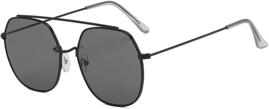 

Модные классические винтажные металлические солнцезащитные очки с двойной перемычкой, многоугольные, для мужчин и женщин, роскошные, для путешествий и вождения, с защитой от УФ-излучения UV400 VVTWSSW, Black Gray