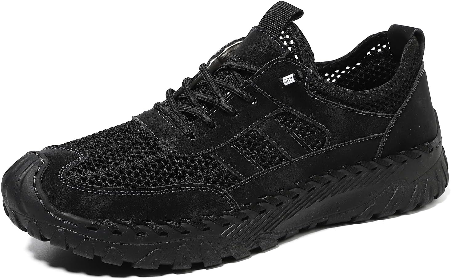 

Дышащие кроссовки с эластичными шнурками, противоскользящие, для походов, с поддержкой свода стопы, ортопедические мужские туфли, обувь без шнурков из кожи, прохладные и комфортные кроссовки с надежной поддержкой Generic, черный