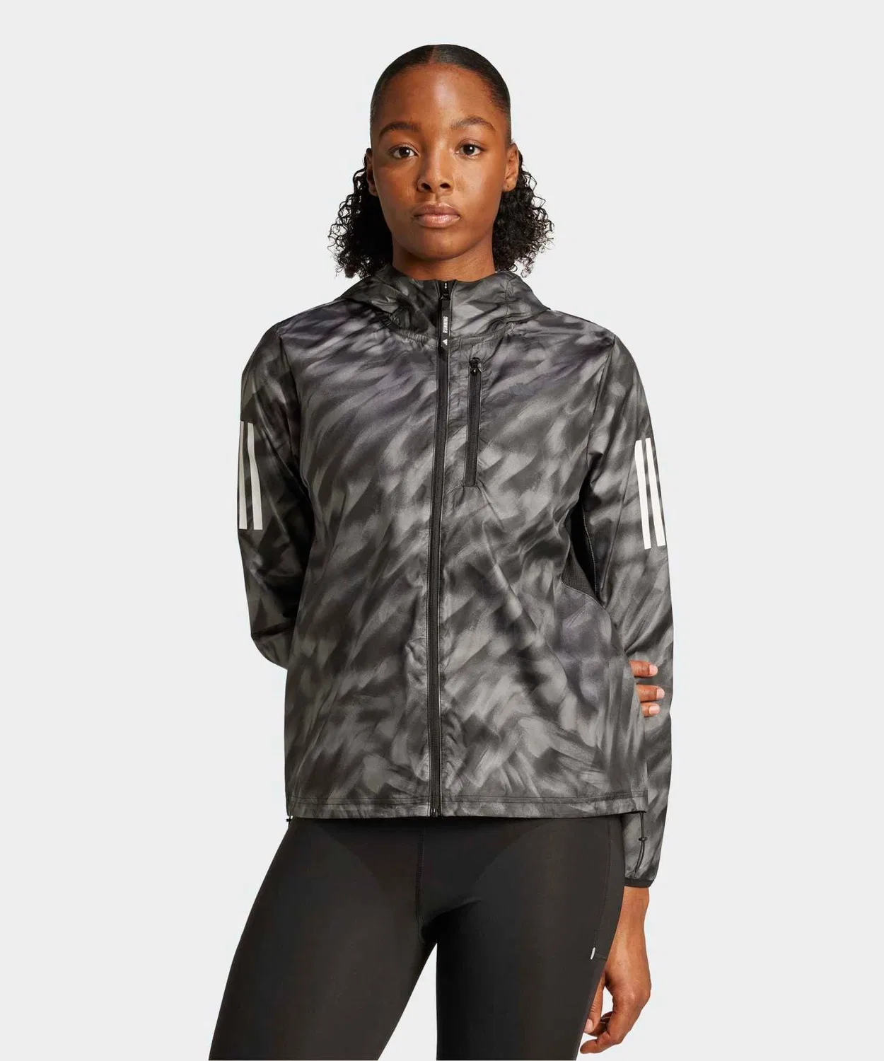 Куртка беговая Adidas Own the Run принтованная серая
