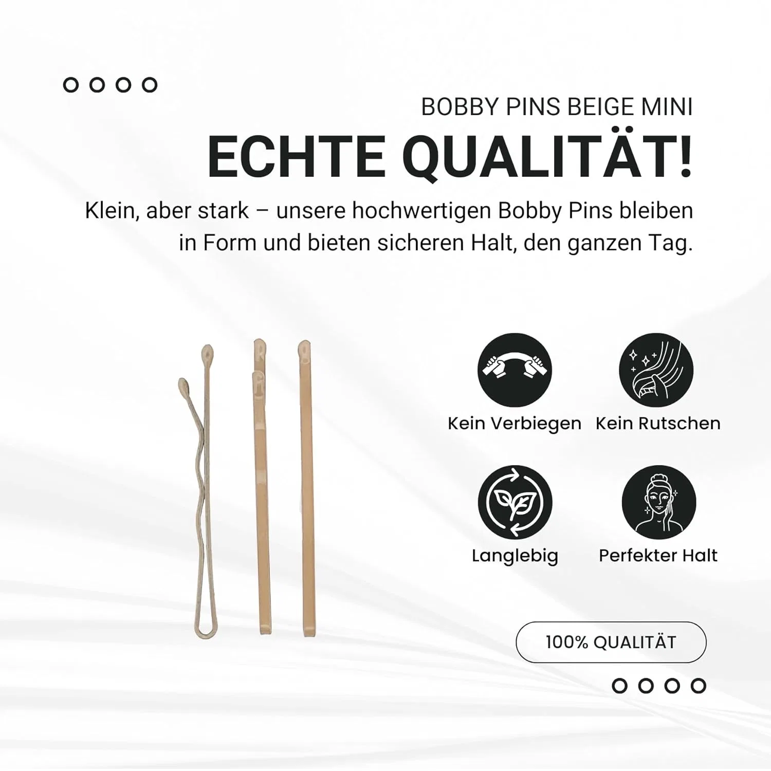 Набор из 50 мини-невидимок 3.4 см бежевые от HAARallerliebst Haarallerliebst, Beige (50 Pieces) — фото 2