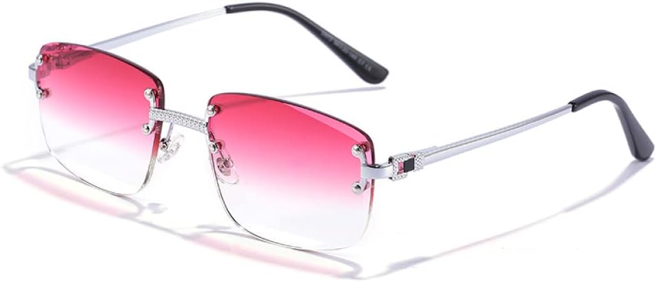 

Панк-очки, маленькие прямоугольные, для мужчин и женщин, дизайнерские, без оправы, с градиентными линзами, металлические, солнцезащитные очки для мужчин, UV400 MTZJH, C22 Silver Winrecle