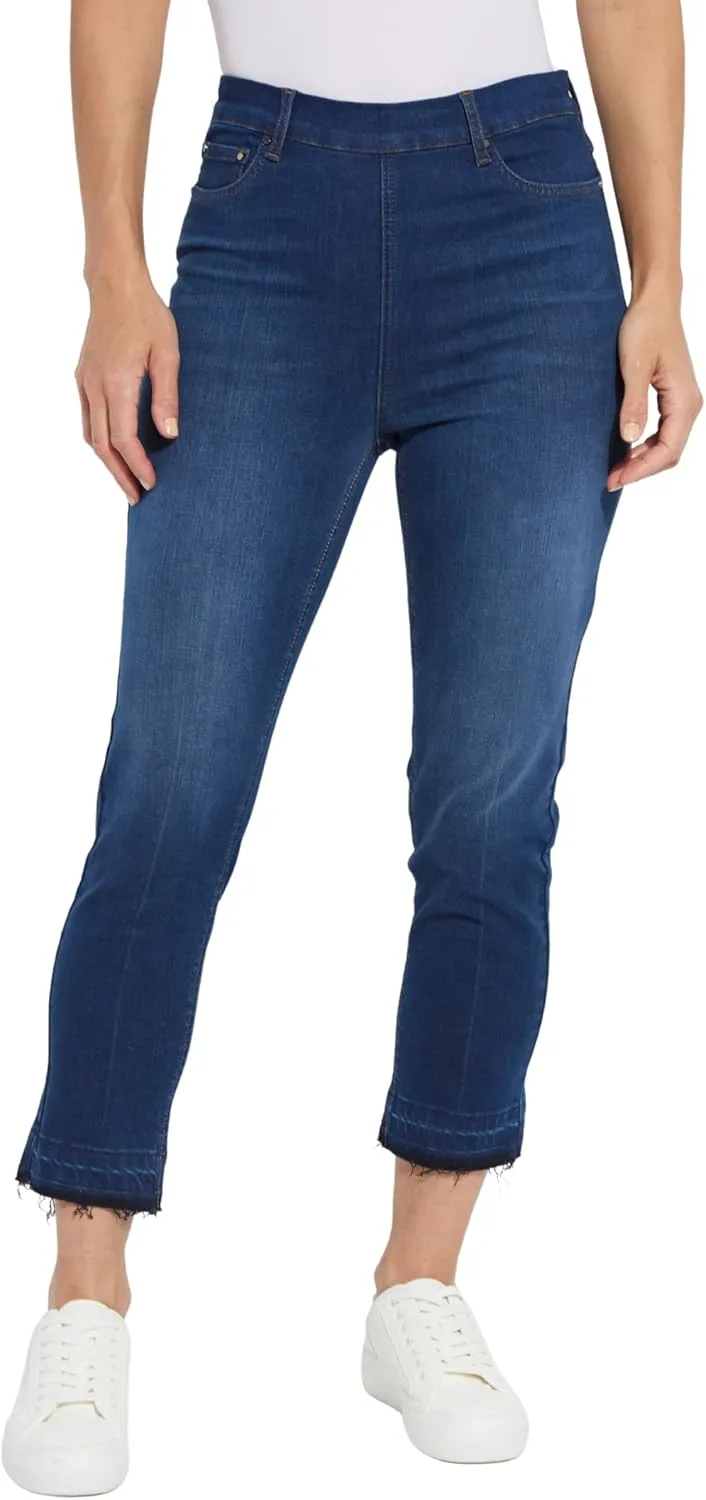 

Lyssé Toothpick высокие укороченные прямые джинсы для женщин — стрейч деним с рваным подолом