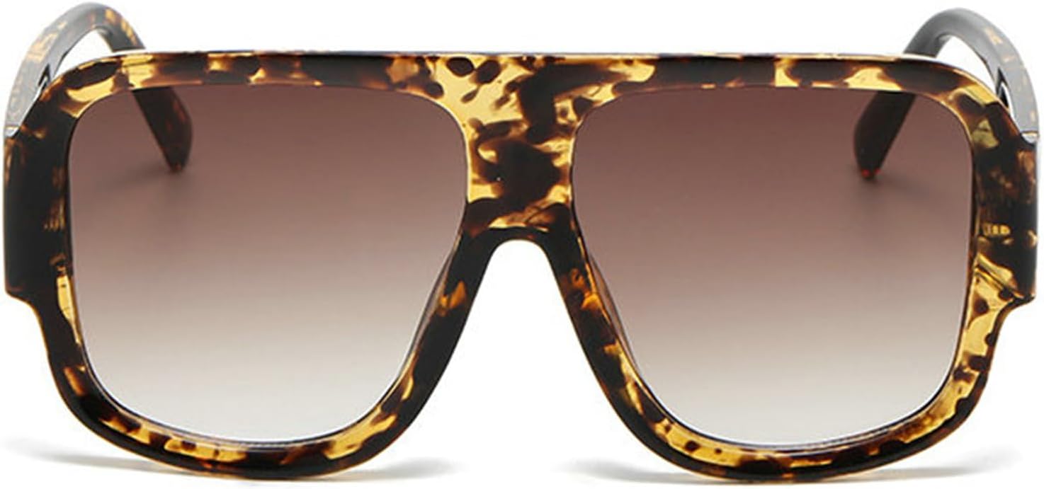 

Willochra — стильные солнцезащитные очки большого размера для женщин и мужчин, с большими тонированными линзами, необычные очки с плоской верхней частью, очки-пилот с защитным экраном, крутые оттенки, Leopard