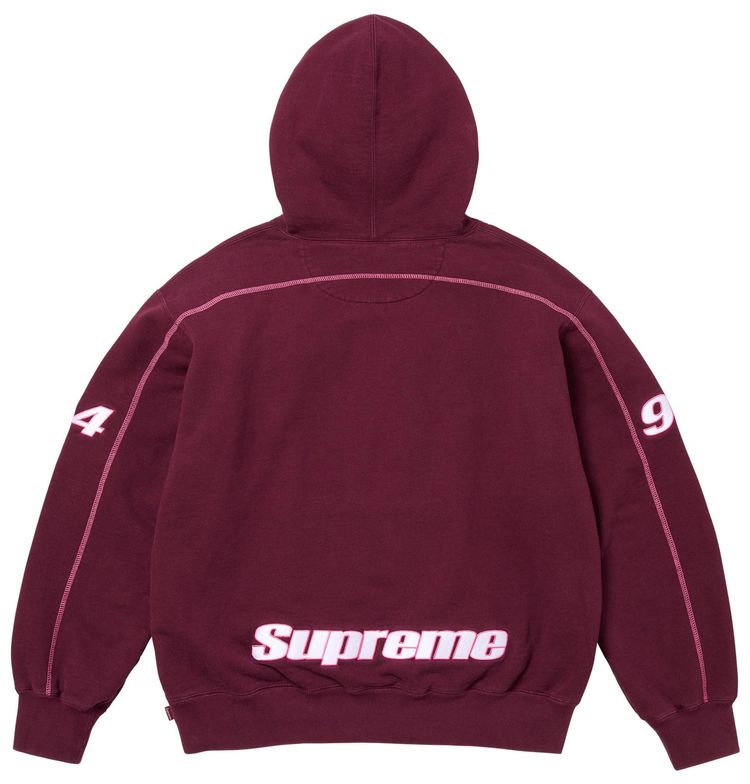 Толстовка Supreme Overlock с капюшоном, цвет бордовый — фото 2