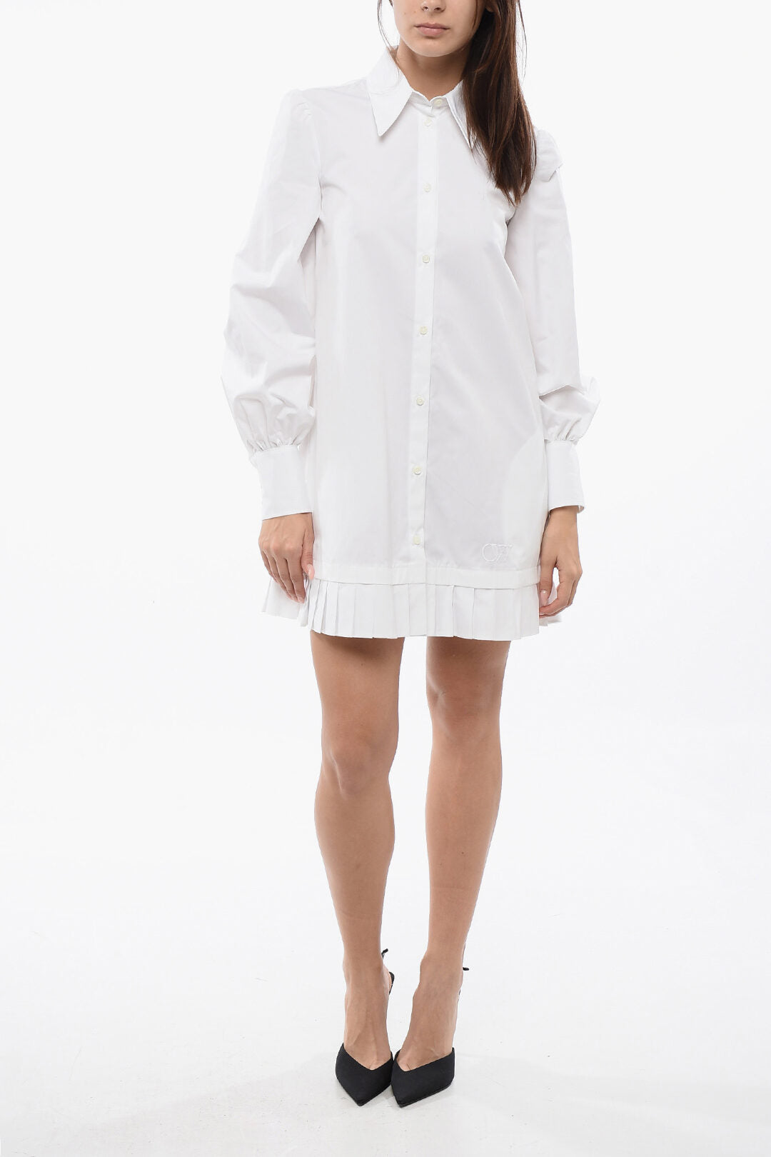 

Платье-рубашка Popeline Off-White с плиссированным подолом