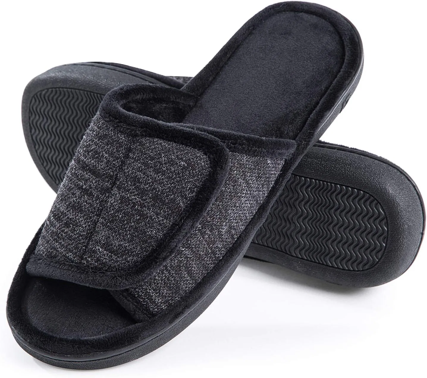 Слипперы мужские с регулировкой, дышащие, Memory Foam, Black DL