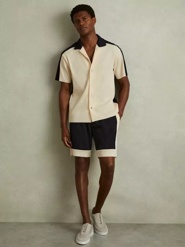 

Шорты Reiss Pico Drawstring Colour Block, цвет off white/navy