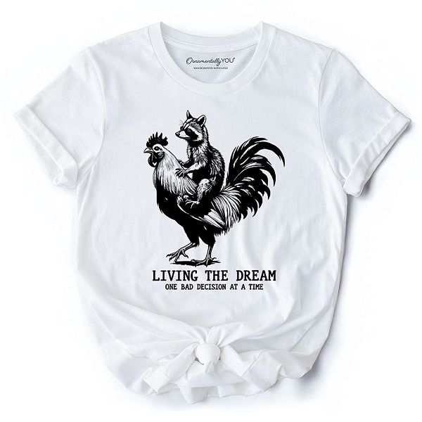 

Футболка с забавным петухом и енотом "Living the dream" Ornamentallyyou, White, Белый, Футболка с забавным петухом и енотом "Living the dream" Ornamentallyyou, White