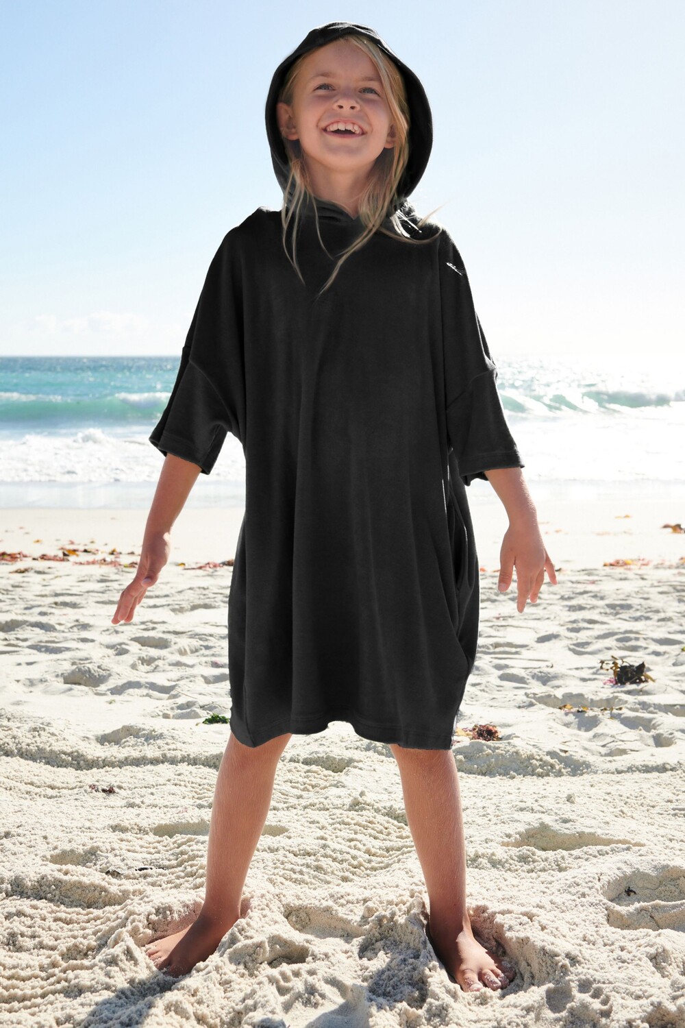 

Махровый пододеяльник Oversize с капюшоном Next, черный