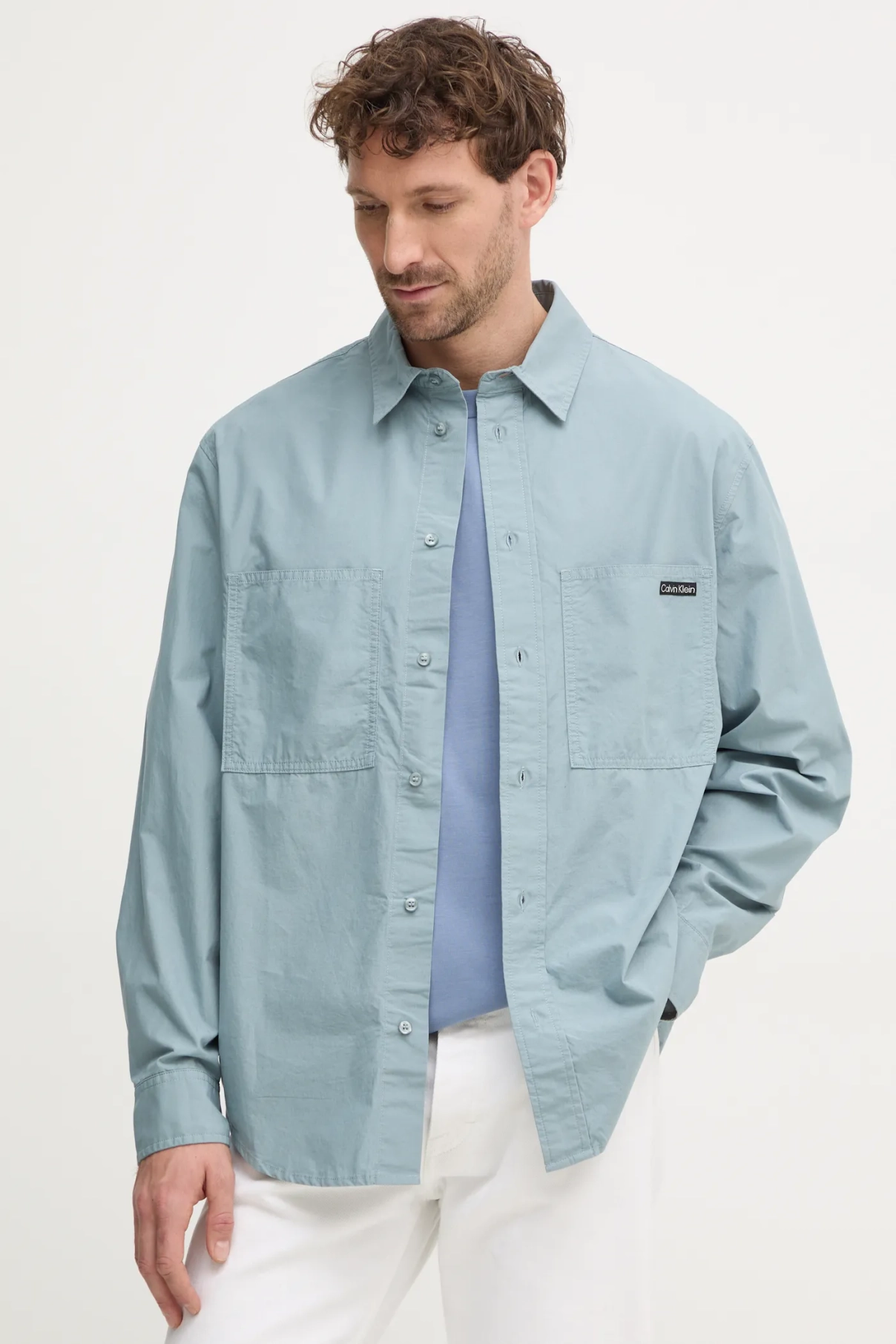 

Хлопковая рубашка Calvin Klein Jeans, синий