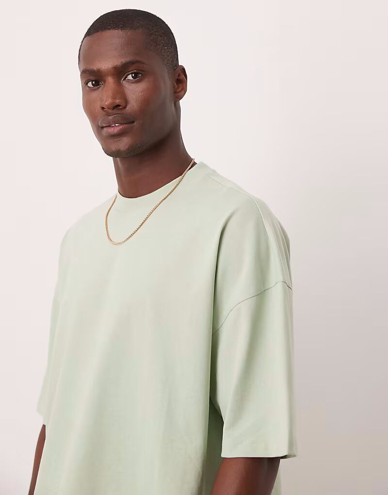 

Футболка свободного кроя с заниженной линией плеч ASOS DESIGN мятного цвета