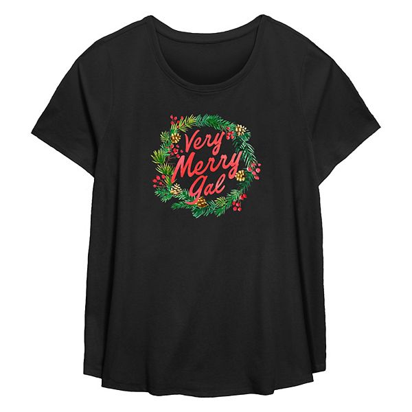

Футболка с принтом для полных Very Merry Gal Unbranded
