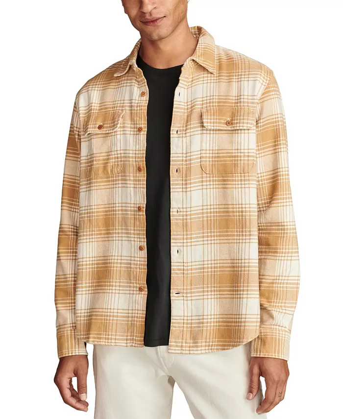 

Мужская рубашка из мягкого фланеля Plaid Cloud Lucky Brand, слоновая кость/кремовый