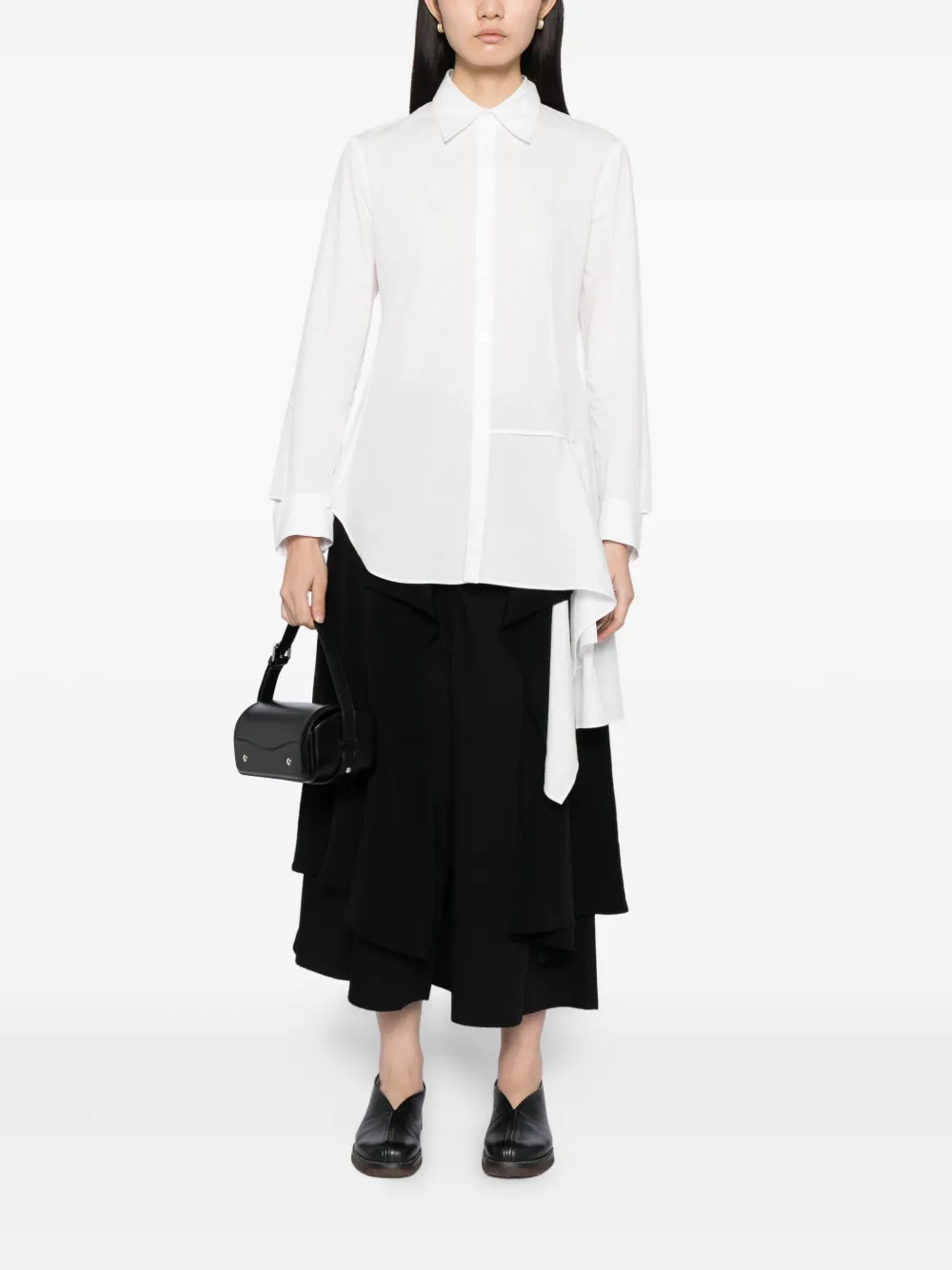 Рубашка с асимметричными вставками Yohji Yamamoto, нейтральный — фото 2