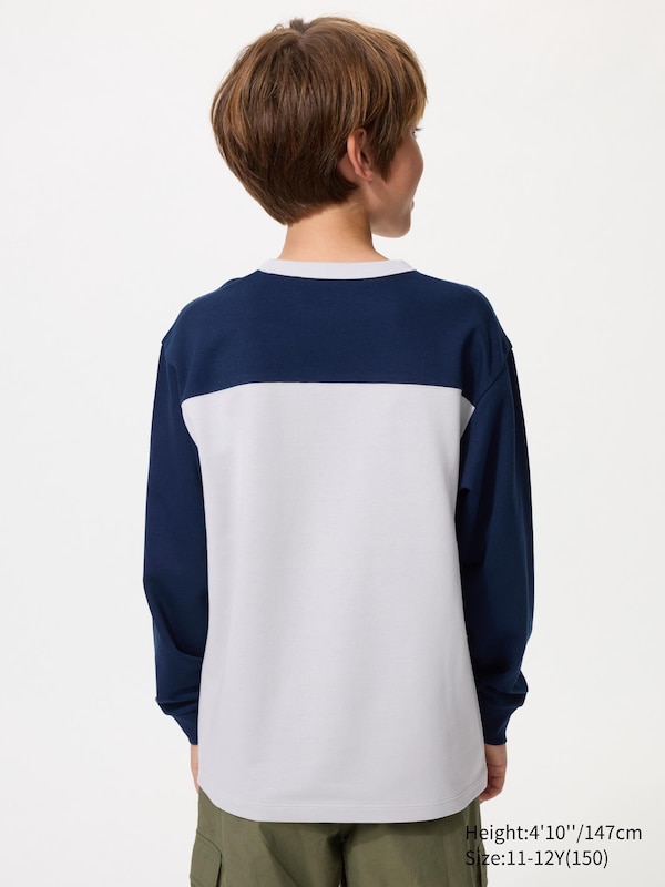 Хлопковая футболка AIRism с графикой, длинный рукав Uniqlo, 69 navy — фото 3