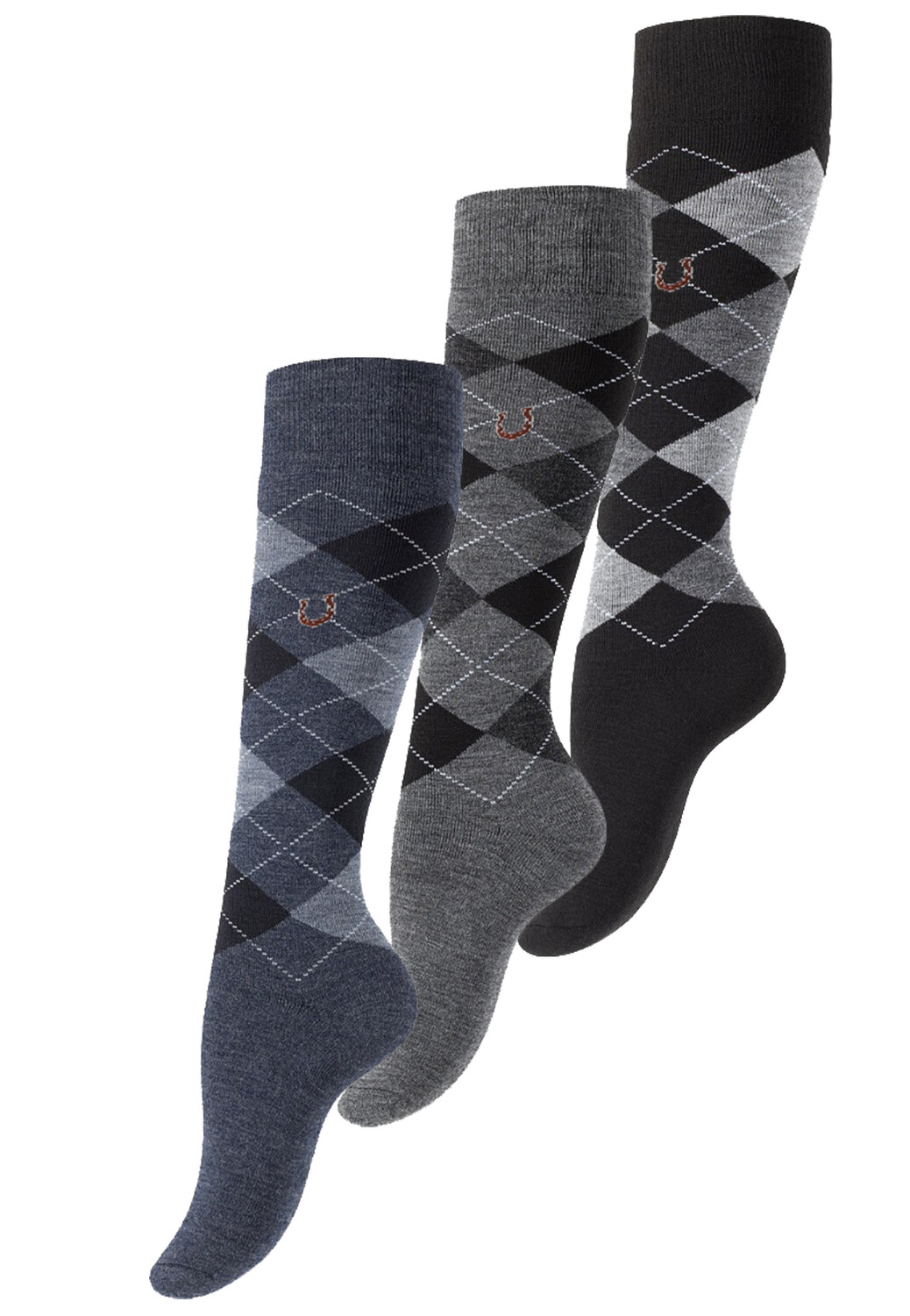 

Носки Vincent Creation Warme Reitkniestrümpfe 3 шт Karo Classic, черный