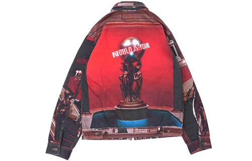 Куртка fw17 x scarface the world is yours denim jacket 'red black' Supreme, красный — фото 2
