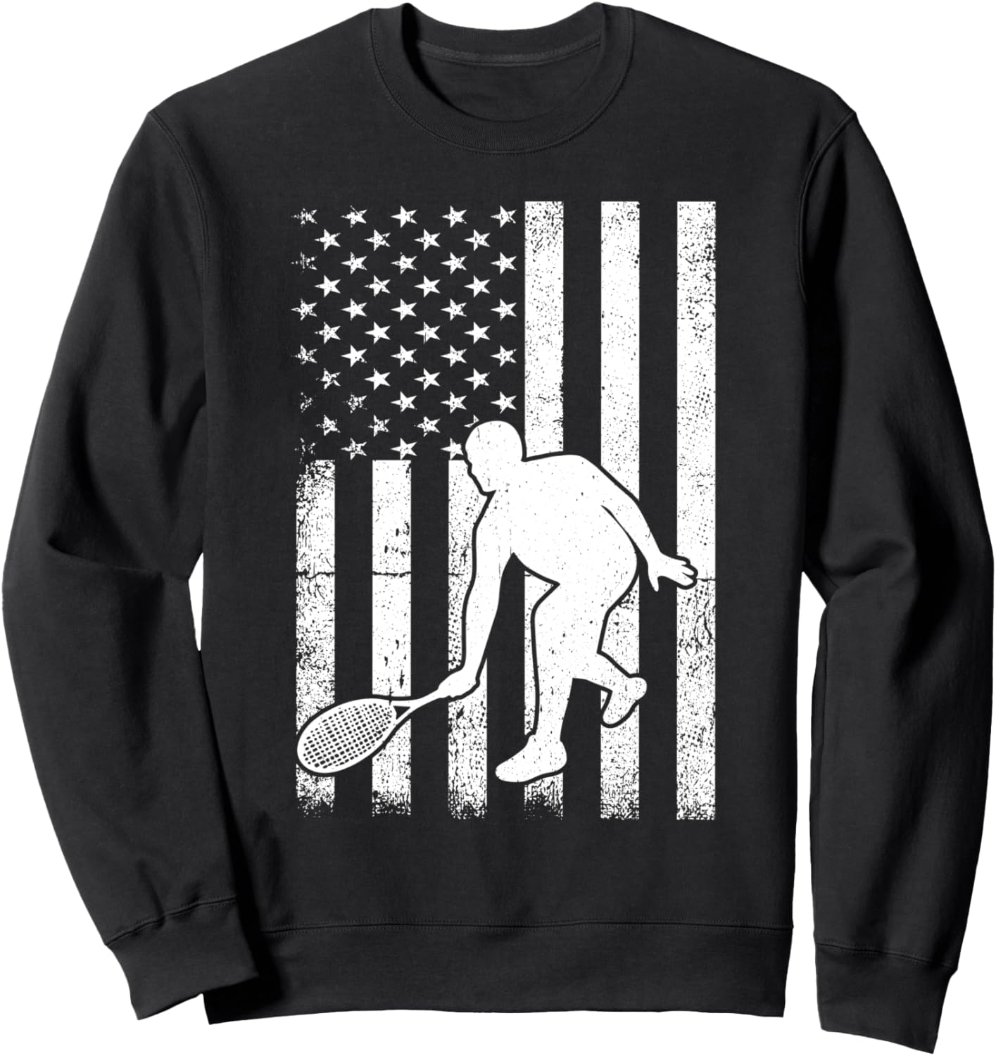 

Толстовка с изображением американского флага и силуэта игрока в ракетбол, черная, размер S Racquetball Player Racquetball Sport