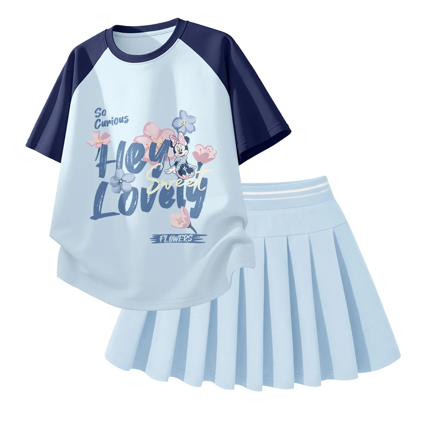 Детский комплект юбка Disney, Di L Ribbon Sky Blue+Solid Color Sky Blue — фото 3