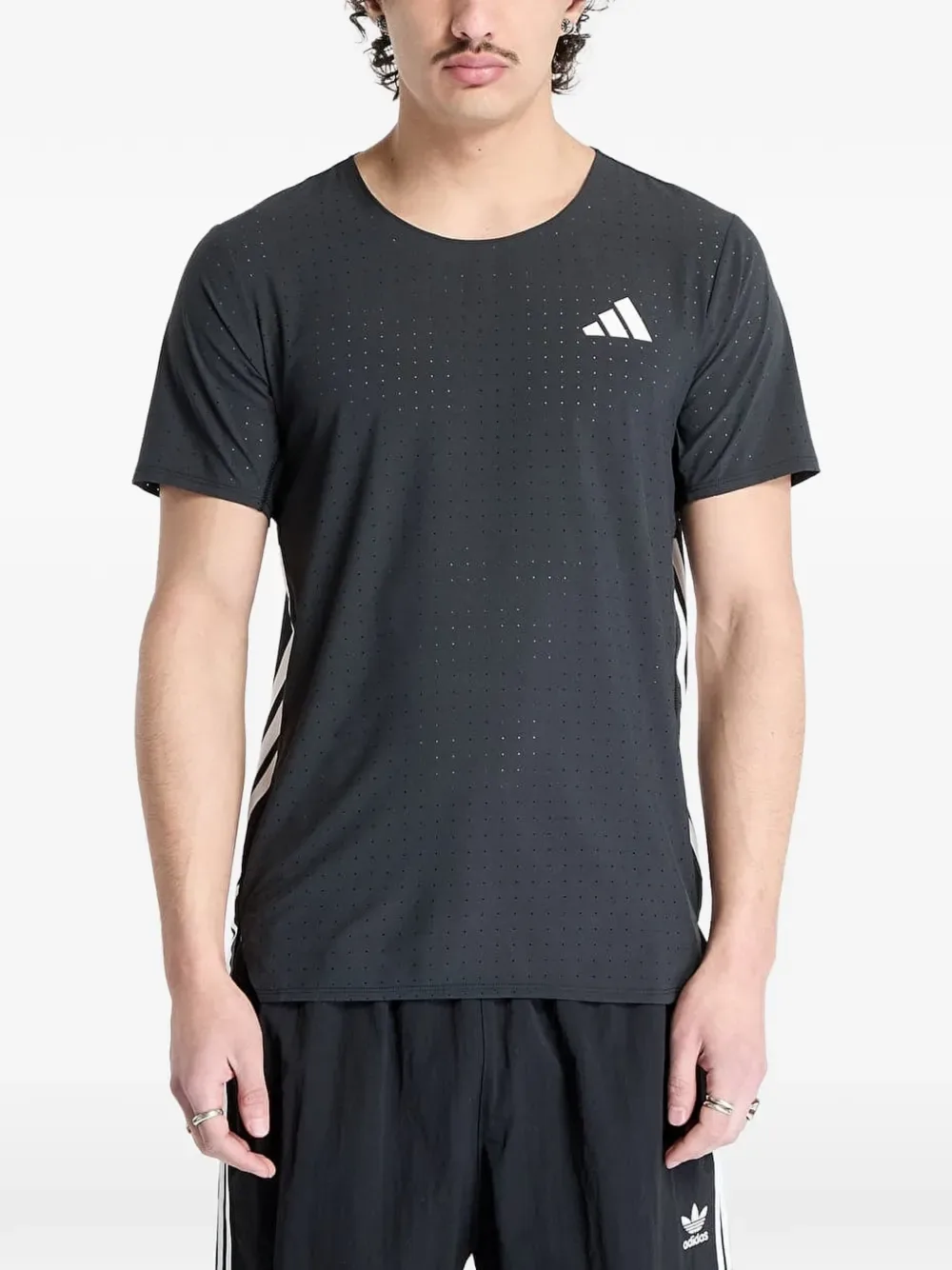 Перфорированная беговая футболка Adizero Adidas, черный