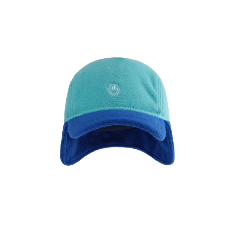 

Стильная шапка-ушанка Unisex с разноцветной вышивкой смайлика в корейском стиле FREE RABBITⅡ, синий