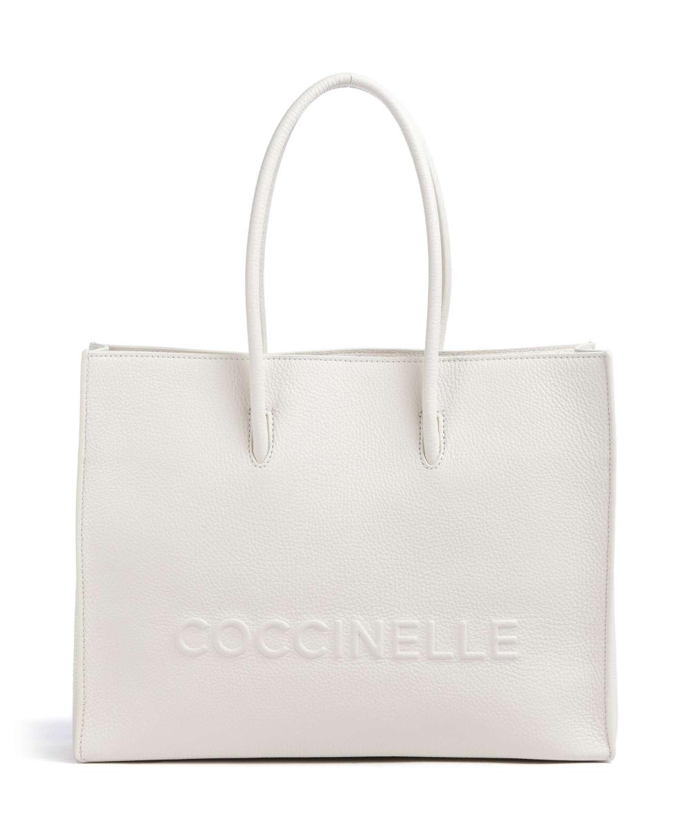 

Сумка-Шоппер Myrtha maxi с логотипом из зернистой кожи Coccinelle, белый